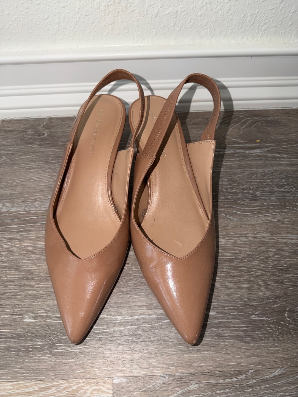 Pointed Toe Slingback Flats in Nude